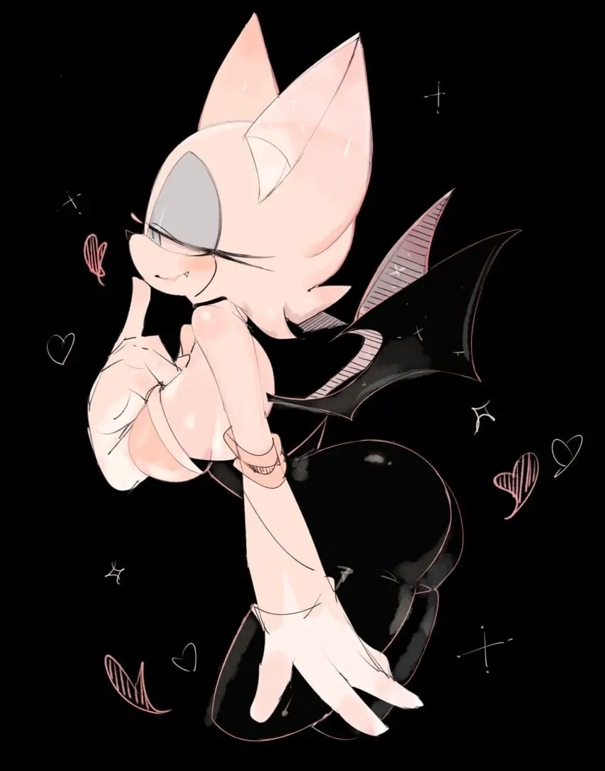 Image big_breasts,breasts,clothed,female,light_skin,blue_eyes,ass,huge_ass,thick_thighs,black_background,from_side,bodysuit,sega,sonic_(series),sonic_the_hedgehog_(series),big_ears,white_fur,bat,rouge_the_bat,usa37107692,human_skin