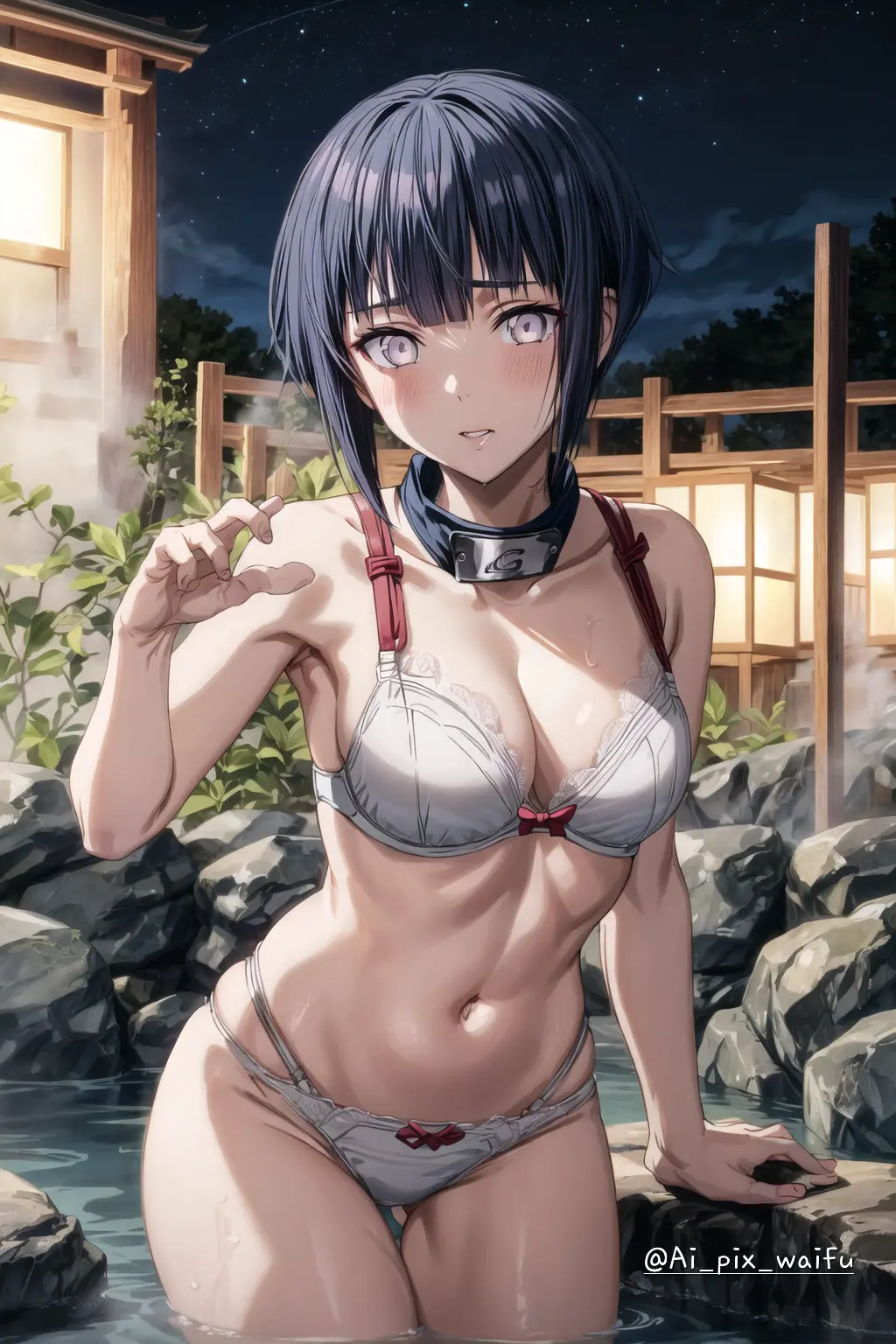 Image 1girls,breasts,female,bra,underwear,ai_generated,medium_breasts,teenager,brown_hair,young,naruto,naruto_(series),hyuuga_hinata,younger_female,sfw