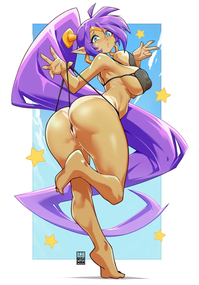 Image 1girls,big_breasts,breasts,female,female_only,solo,bra,underwear,big_ass,earrings,ponytail,lingerie,pussy_juice,tanline,dark-skinned_female,thong,posing_for_the_viewer,tease,lingerie_only,shantae,shantae_(character),pussy_juice_trail,pussy_floss,wedgie,thong_pull,grool,pussy_wedgie,butt_pose,self_wedgie,bayeuxman