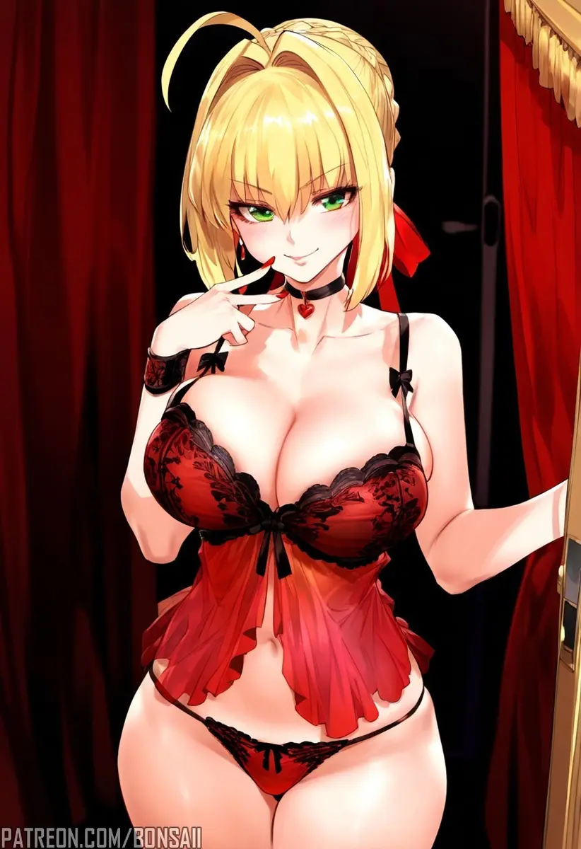 Image 1girls,big_breasts,blush,breasts,clothed,clothing,female,female_only,hi_res,large_breasts,light-skinned_female,light_skin,long_hair,solo,bra,panties,underwear,female_focus,thick_thighs,ai_generated,bare_shoulders,bare_thighs,color,lingerie,solo_female,tagme,blonde_hair,green_eyes,fate_(series),bare_legs,bare_arms,red_lingerie,nero_claudius_(fate),bons_ai