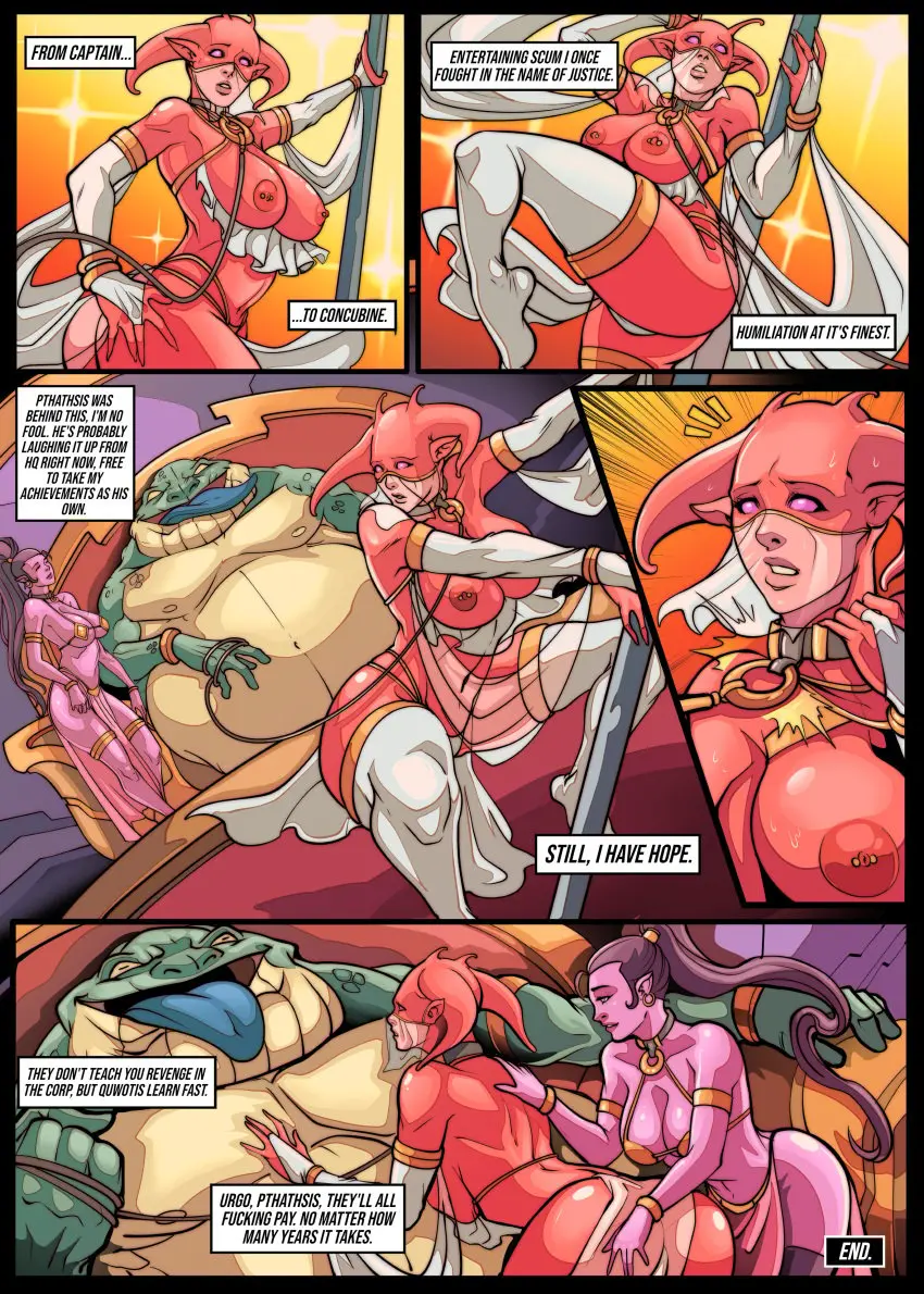 Image female,thick_thighs,purple_skin,sci-fi,purple_eyes,purple_hair,comic,comic_page,english_text,red_skin,nipple_piercing,alien_girl,webcomic,alien_humanoid,ugly_bastard,leash_pull,slave,master_and_slave,end_page,veil,leash_and_collar,science_fiction,pole_dancing,harem_girl,harem_outfit,galaxy_of_scum,face_veil,nialia_tikwi,skyfantasystudios