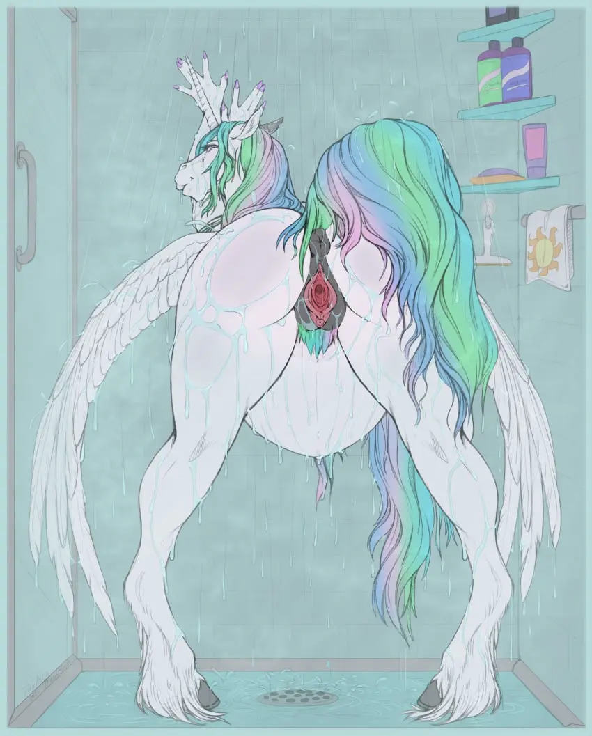 Image female,hi_res,long_hair,solo,nude,pussy,tail,2021,ass,colored,looking_back,water,belly,big_belly,pregnant,hair,wings,anthro,anus,mythology,absurd_res,wet,presenting,bent_over,genitals,mammal,sex_toy,horn,gaping,anthrofied,towel,friendship_is_magic,hasbro,my_little_pony,princess_celestia_(mlp),signature,animal_genitalia,mythological_creature,hooves,raised_tail,colored_nails,nails,purple_nails,pubes,equid,equine,third-party_edit,shower,mythological_equine,gaping_pussy,color_edit,alicorn,purple_nail_polish,fetlocks,shampoo,pacificside18,phathusa