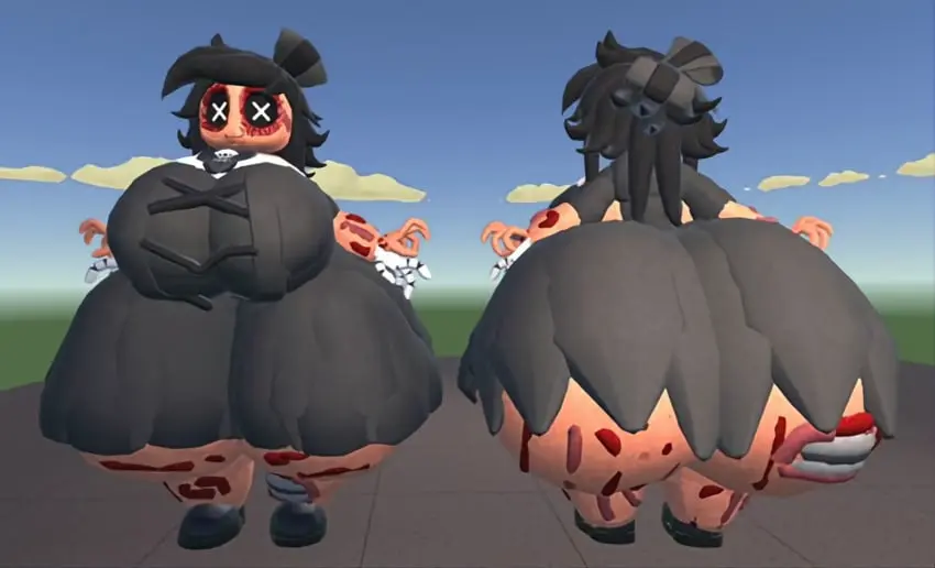Image 1girls,breasts,clothed,female,female_only,smile,black_hair,ass,bubble_ass,bubble_butt,thick_thighs,huge_breasts,thick,thick_ass,3d,blood,glowing_eyes,sharp_teeth,skinsuit,black_dress,teasing,hyper_ass,robot,robot_girl,black_shoes,casual,casual_nudity,bow_ribbon,no_underwear,ass_bigger_than_head,underass,murder_drones,necrophilia,rec_room,nightmare_waifu,cyn_(murder_drones),bloody_clothes,tessa_elliot,weirdmaker43,cyntessa_(murder_drones),robot_hands