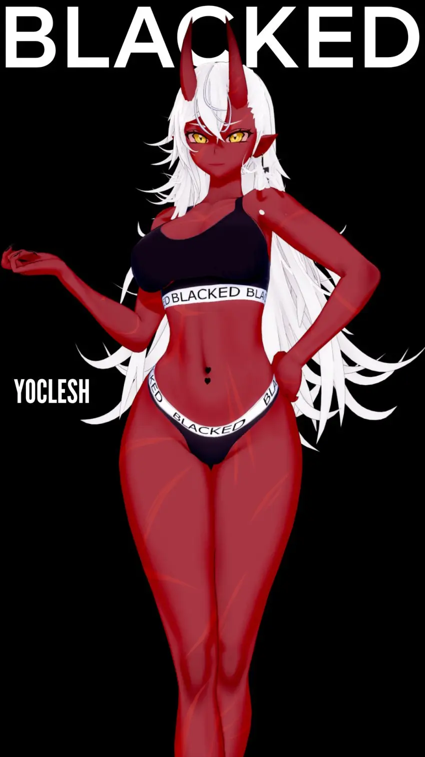 Image female,female_only,long_hair,solo,white_hair,voluptuous,virtual_youtuber,midriff,solo_female,voluptuous_female,koikatsu,red_skin,scar,commission,indie_virtual_youtuber,akumi,oni,oni_horns,vyugen,blacked,blacked_clothing,oni_female,magazine_cover,abused_paragon_(artist)
