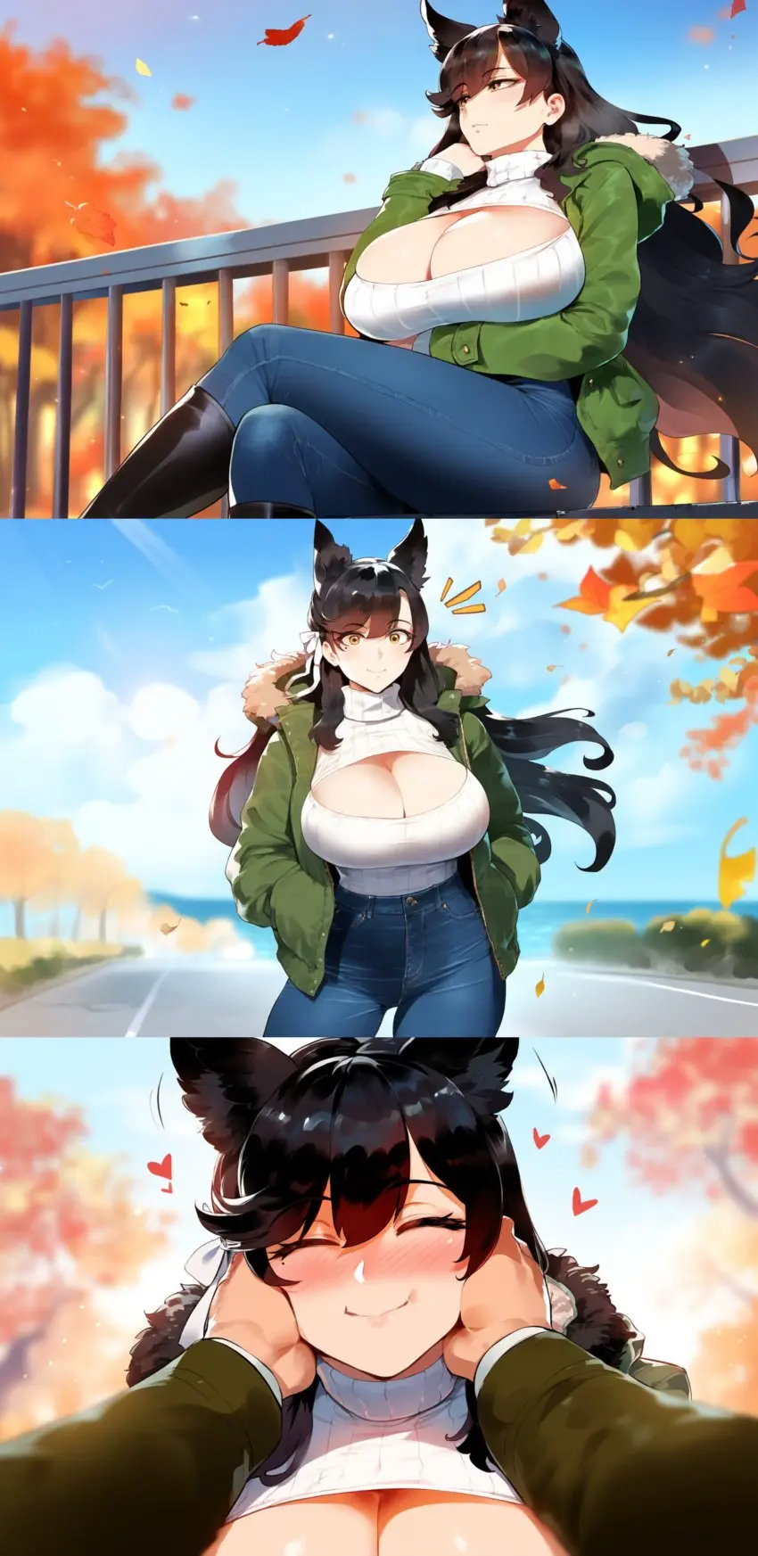 Image blush,breasts,female,light-skinned_female,looking_at_viewer,male,thick_thighs,wide_hips,ai_generated,cleavage,huge_breasts,light-skinned_male,massive_breasts,cleavage_cutout,pale_skin,pov,blushing_at_viewer,sweater,azur_lane,wholesome,novelai,full_color,thiccwithaq_(ai_style),artstyle_imitation,atago_(azur_lane),henrik_n