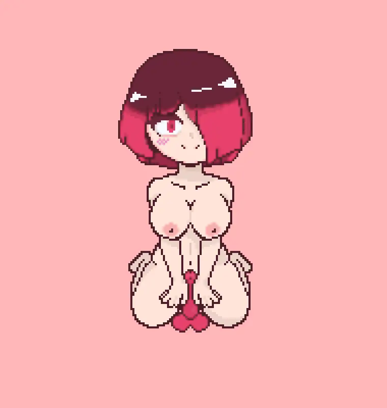 Image breasts,female,red_eyes,red_hair,naked,brown_hair,dildo,bete_noire,betty_noire,glitchtale,red_dildo