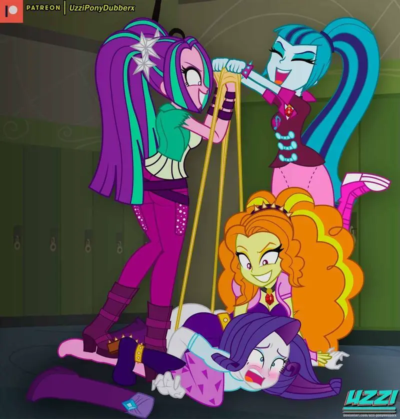 Image blush,breasts,female,female_only,open_mouth,multiple_girls,panties,ass,patreon,patreon_username,embarrassed,cleavage,humiliation,yuri,equestria_girls,friendship_is_magic,hasbro,my_little_pony,wedgie,url,evil_smile,patreon_logo,4girls,rarity_(eg),rarity_(mlp),bullying,evil_grin,sadism,abuse,laugh,adagio_dazzle,aria_blaze,sonata_dusk,the_dazzlings,atomic_wedgie,discomfort,siren_gem,uzzi-ponydubberx