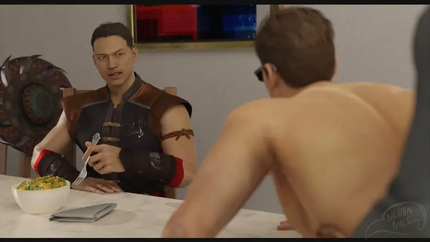 Image male,interracial,male_only,yaoi,gay,gay_sex,3d,disgusted_expression,3d_(artwork),male_penetrating,3d_model,male_focus,meme,implied_sex,3boys,male_penetrated,gay_anal,meme_reference,eating,clothed_male_nude_male,implied_anal,disgusted_look,mortal_kombat,mortal_kombat_1_(2023),netherrealm_studios,offscreen_sex,shirtless_male,kenshi_takahashi,johnny_cage,nightin_galez,implied_yaoi,gay_interracial,johnny_cage_(new_era),male/male/male,salad,kung_lao,right_in_front_of_my_salad,right_in_front_of_my_salad?_(meme)