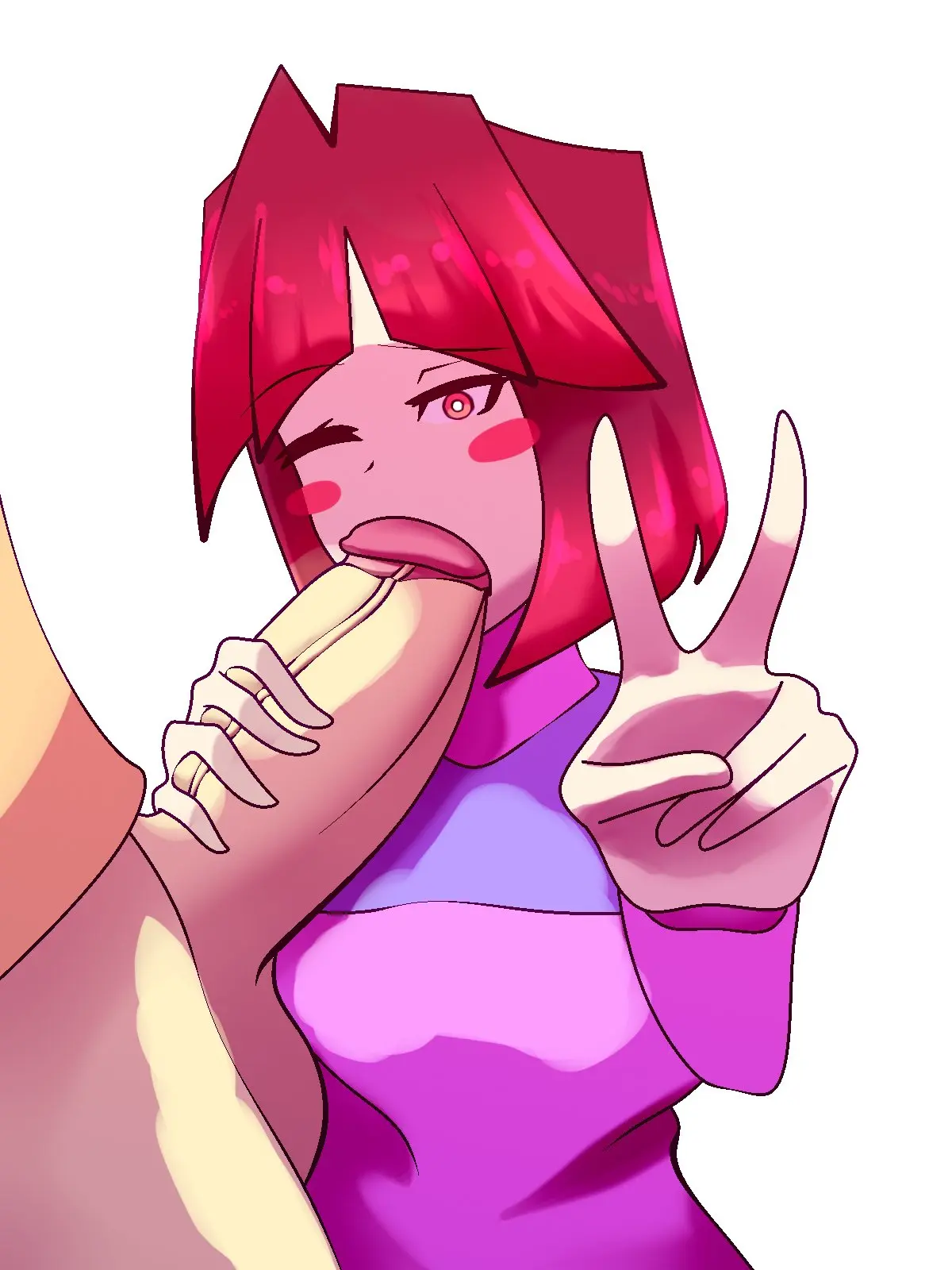 Image female,penis,red_hair,huge_cock,brown_hair,sucking_penis,pink_shirt,purple_shirt,bete_noire,betty_noire,glitchtale,z!betty,zixy,yazu_(artist),yazu_arts,zixy_oc