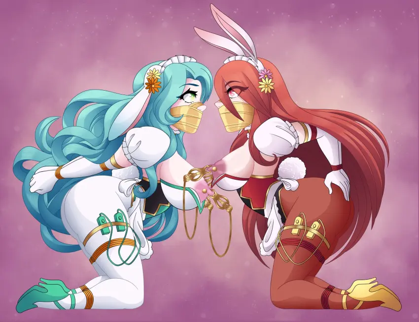 Image breasts,breasts_out,female,female_only,large_breasts,long_hair,nipples,red_eyes,very_long_hair,2girls,blue_hair,elbow_gloves,gloves,multiple_girls,red_hair,ass,big_ass,aqua_hair,kneeling,piercing,green_eyes,legs,medium_breasts,bunny_ears,bunny_girl,nintendo,hair_between_eyes,sex_toy,official_alternate_costume,alternate_costume,ass_grab,fire_emblem,fire_emblem_awakening,fire_emblem_heroes,bunnysuit,leotard,nipple_piercing,gag,fire_emblem_engage,vibrator,arms_behind_back,egg_vibrator,easter,linked_nipples,chloe_(fire_emblem),bearbuckscoffee,cordelia_(fire_emblem)