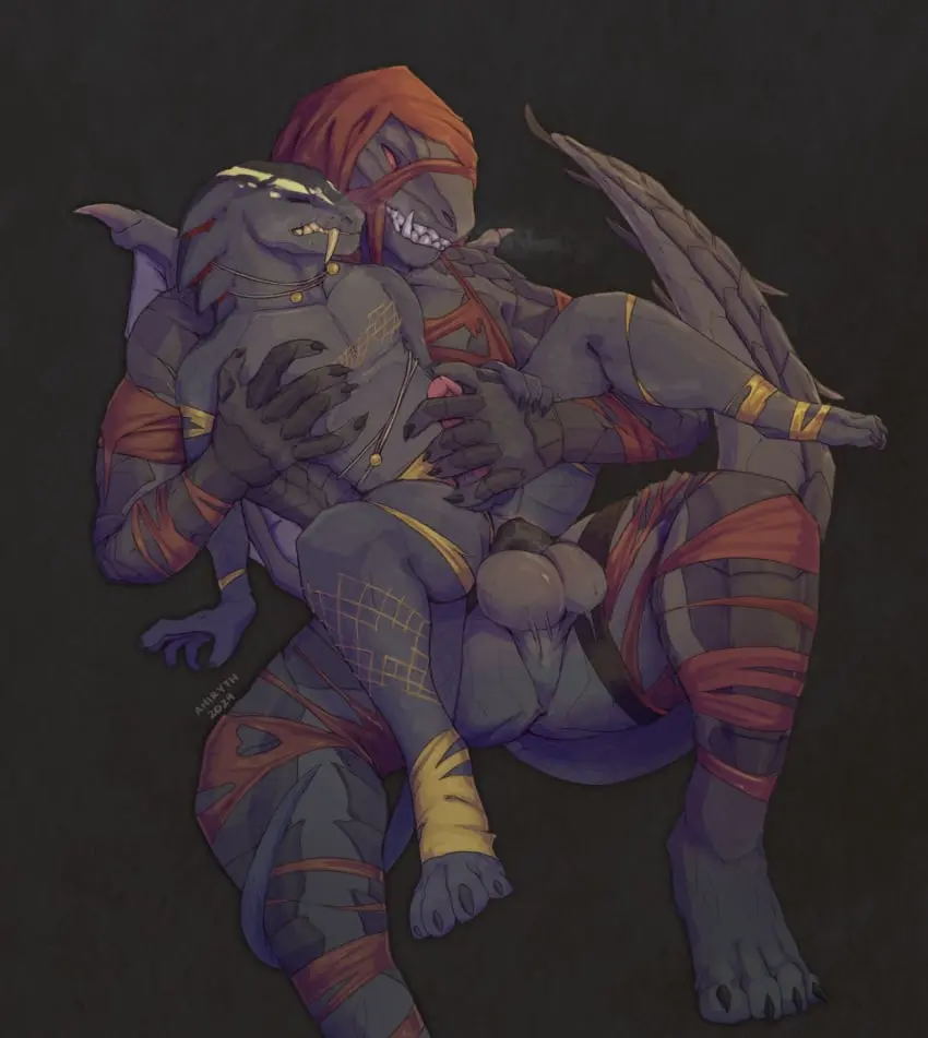 Image clothing,hi_res,red_eyes,male,tail,sex,duo,erection,feet,anal,male/male,teeth,size_difference,anthro,mythology,closed_eyes,clenched_teeth,penetration,claws,grabbing_from_behind,fangs,male_penetrating,5_fingers,scalie,fingers,toes,mythological_creature,dragon,mythological_scalie,male_penetrated,male_penetrating_male,red_clothing,carrying_another,capcom,4_toes,yellow_clothing,elder_dragon,monster_hunter,reach_around,fanged_wyvern,amiryth,girros,great_girros,vaal_hazak,worn_clothing