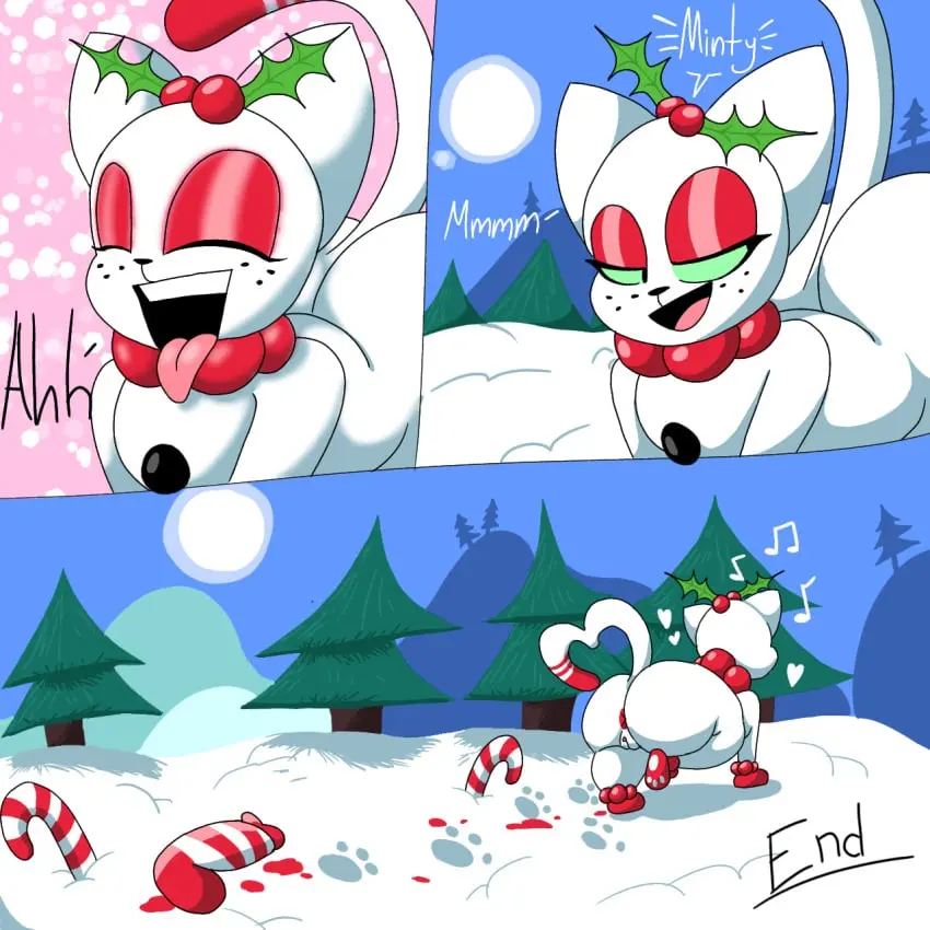 Image female,solo,penis,pussy,tail,tongue_out,tongue,big_ass,anthro,text,green_eyes,small_penis,feline,tree,asshole,body_fur,white_fur,blue_sky,snow,on_all_fours,japansadface,candy_cane,red_eyeshadow,musical_note,walking_away,heart_around_head,satisfied_smile,paw_print,candy_cane_penis,junipurr,peppermint_cat,red_paws,holly_(plant),red_berries,spiky_leaves