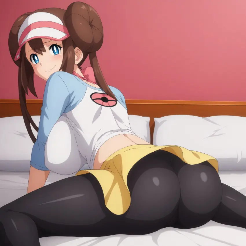 Image big_breasts,blush,breasts,female,female_only,hi_res,highres,looking_at_viewer,smile,solo,blue_eyes,pokemon,big_ass,thick_thighs,ai_generated,from_behind,spread_legs,stable_diffusion,busty,curvy,bed,indoors,nintendo,skirt,ass_focus,leggings,game_freak,pokemon_(game),rosa_(pokemon),creatures_(company),pokemon_bw2,tights,pokemon_trainer,seraphim_ai,spandex,pony_diffusion_xl
