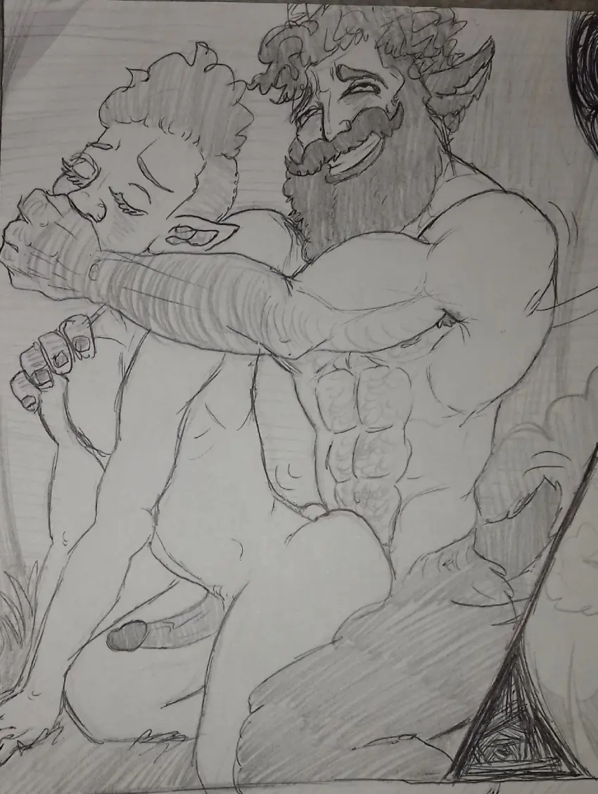 Image smile,male,curly_hair,kneeling,doggy_style,muscular,muscular_male,smiling,rough_sex,from_behind,from_behind_position,elf,gay,gay_sex,looking_pleasured,sketch,outside,beard,muscles,facial_hair,hairy,hairy_male,hand_on_mouth,pencil_(artwork),traditional_media_(artwork),hairy_chest,masculine_male,traditional_art,faun,covering_mouth,outside_sex,hunk,traditional_media,elf_male,satyr,intense_sex,goat_legs,muffled_moaning,bearded,george_(character),hairy_arms,goat_tail,muffled