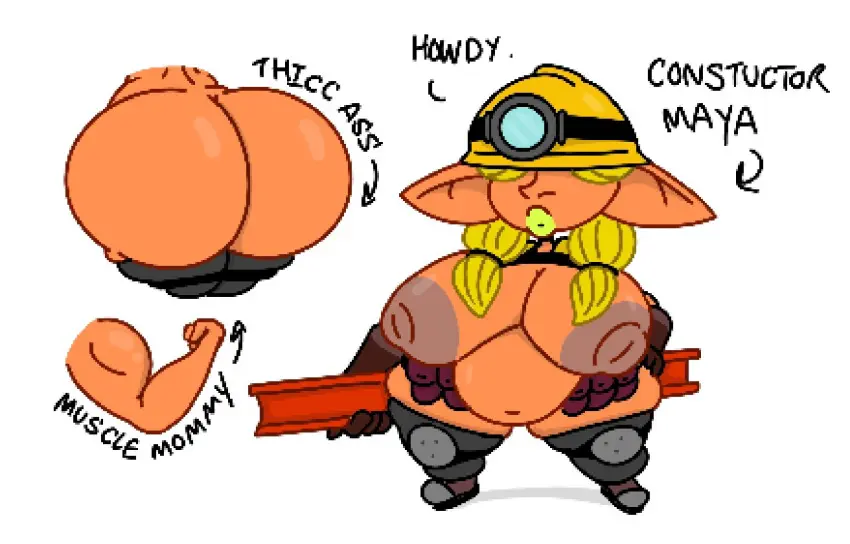 Image big_breasts,breasts,female,big_ass,big_butt,muscular,big_belly,blonde_hair,big_nipples,big_thighs,big_areola,orange_skin,muscular_female,goblin,goblin_female,theslashfive,yellow_lipstick