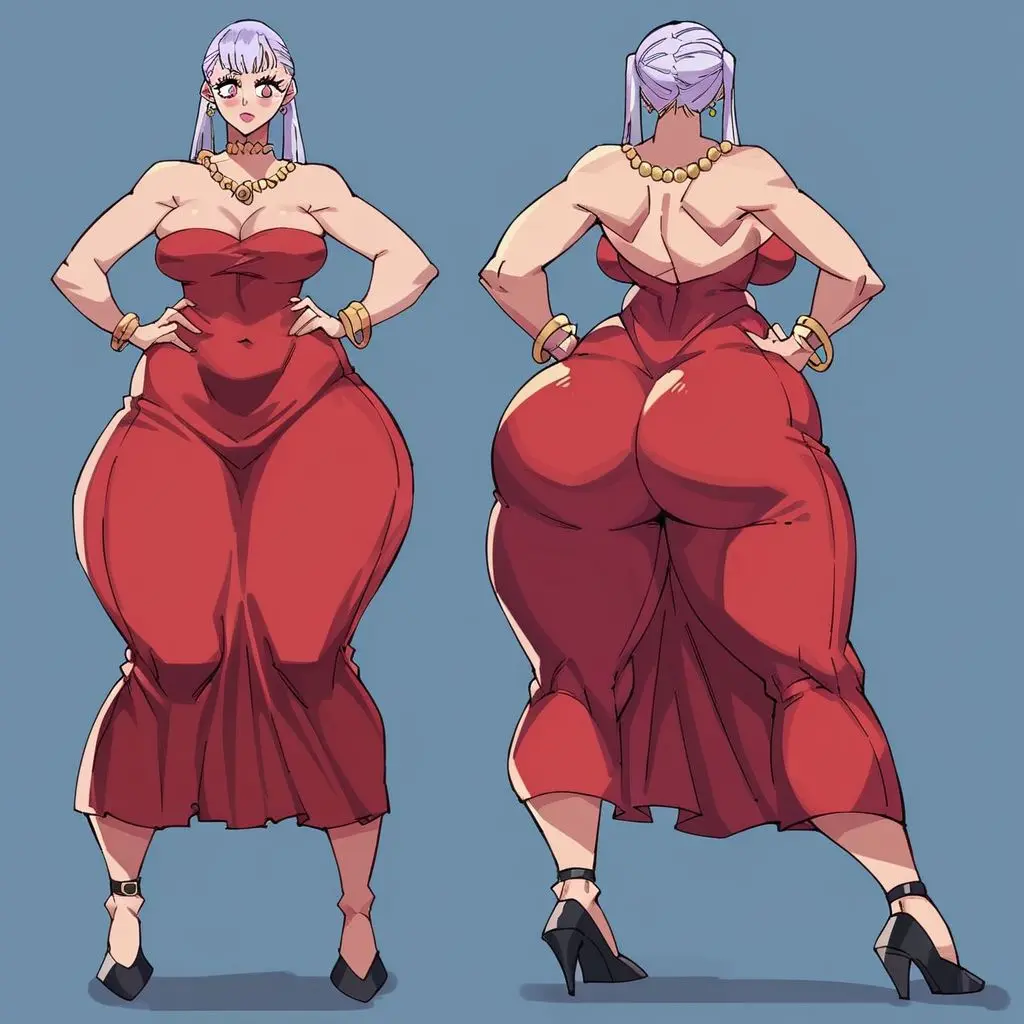 Image 1girls,female,female_only,solo,big_ass,huge_ass,thick_thighs,wide_hips,ai_generated,purple_eyes,twintails,high_heels,red_dress,black_clover,taller_girl,silver_hair,noelle_silva,niduscharger
