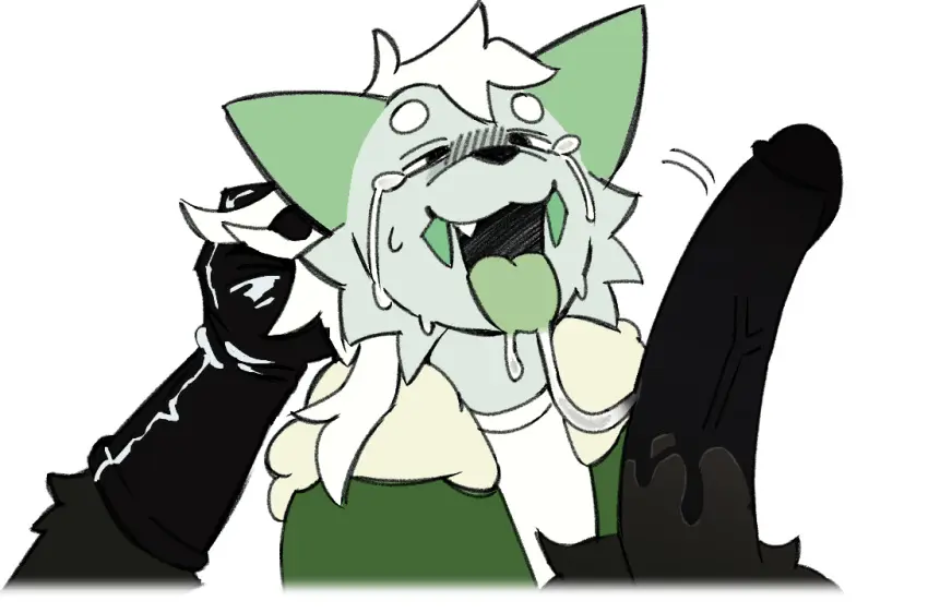 Image clothing,female,open_mouth,gloves,male,oral,sex,duo,fellatio,teeth,hair,male/female,saliva_string,anthro,saliva,ambiguous_gender,genital_fluids,bodily_fluids,fur,mammal,precum,black_body,feline,white_body,green_body,tears,penile,handwear,white_fur,felid,domestic_cat,felis,black_fur,touching_hair,mandibles,green_fur,pulling_hair,weevil_(zel)