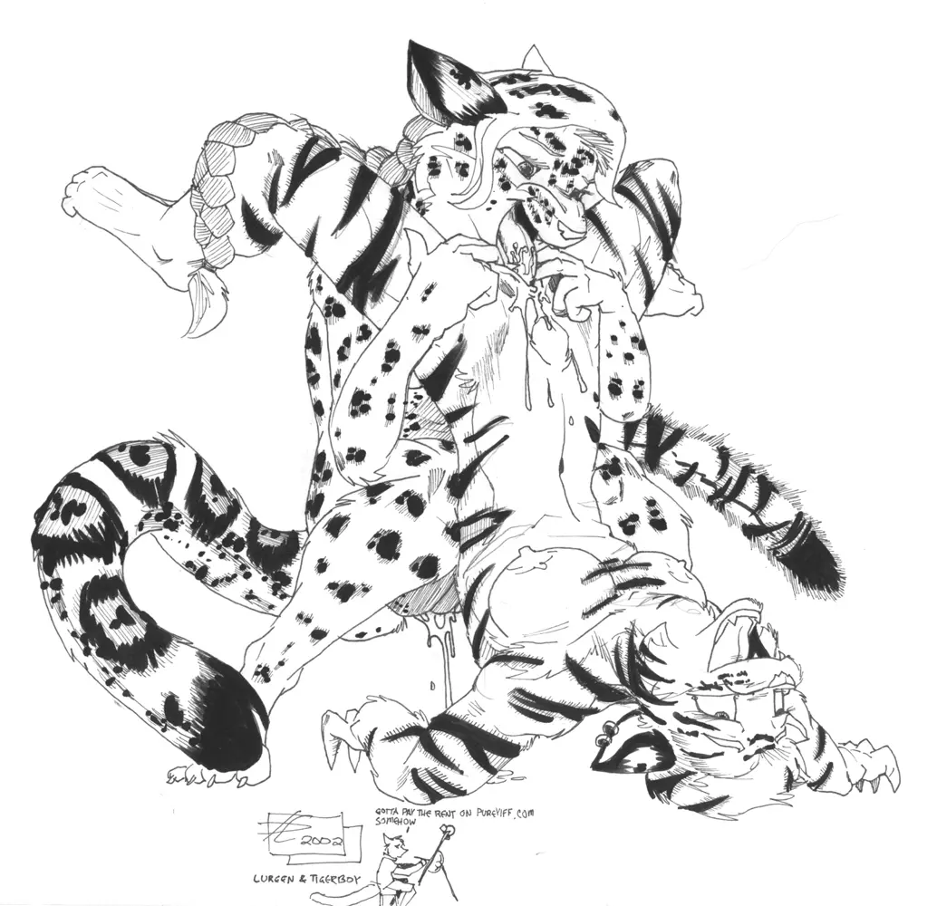 Image female,oral,pussy,tongue,sex,duo,anthro,spread_pussy,spreading,vaginal_penetration,looking_pleasured,monochrome,genital_fluids,bodily_fluids,genitals,mammal,cunnilingus,female/female,felid,vaginal_fluids,pantherine,tiger,leopard,2002,bussaca