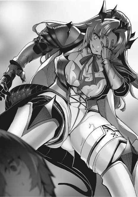 Image female,holding_weapon,sword,evil_smile,dragon_girl,redo_of_healer,shiokonbu,princess_ragna