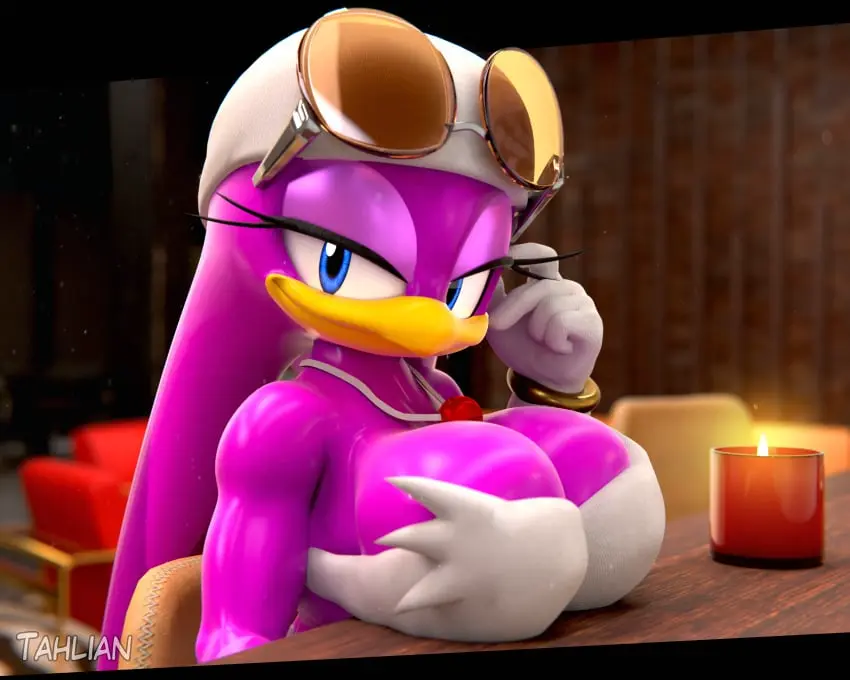Image 1girls,big_breasts,breasts,clothing,female,female_only,large_breasts,looking_at_viewer,solo,huge_breasts,anthro,sunglasses_on_head,busty,indoors,3d,sonic_(series),sonic_the_hedgehog_(series),avian,sunglasses,crop_top,png,bandana,sonic_riders,wave_the_swallow,tahlian