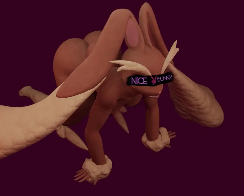 Image female,pokemon,pokemon_(species),furry,anthro,naked,brown_hair,bunny_ears,bunny_girl,all_fours,bunny_tail,playboy_bunny,naked_female,furry_only,large_ass,generation_4_pokemon,brown_body,covered_eyes,lopunny,luck_moonlight