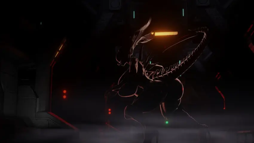 Image breasts,clothed,female,large_breasts,looking_at_viewer,tail,monster,curvy,pose,3d,blender,heels,back_view,large_ass,spikes,alien,barely_clothed,fog,xenophilia,alien_(franchise),femomorph,xenomorph_queen,bom39,nkaiz00