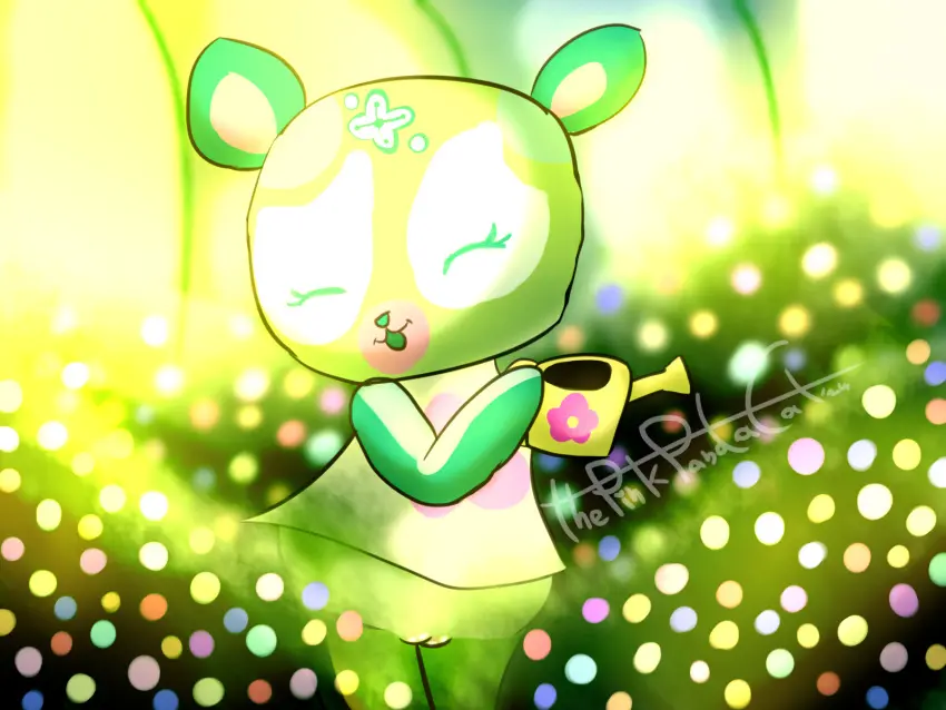 Image clothed,clothing,female,hi_res,solo,pussy,watermark,anthro,dress,closed_eyes,fur,genitals,mammal,flower,2024,green_body,bear,plant,blue_flower,green_fur,polar_bear,ursine,shrub,watering_can,pink_flower,yellow_flower,greenhouse,vivarium,thepinkpandacat,arl,multicolored_flower,zoobles!