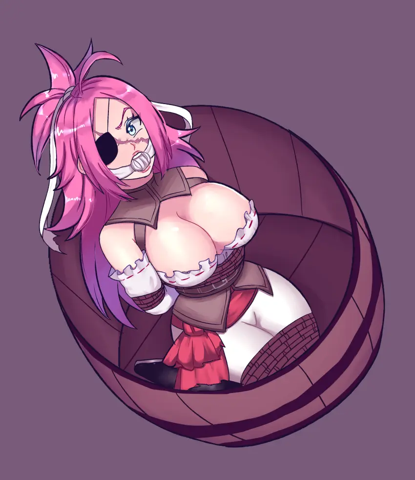 Image 1girls,breasts,clothed,female,female_only,large_breasts,long_hair,solo,blue_eyes,kneeling,cleavage,clothed_female,pink_hair,tagme,bondage,scar,femsub,commission,fully_clothed,facial_scar,fate_(series),bound,gag,gagged,eyepatch,rope,scar_on_face,bound_arms,commission_art,commissioner_upload,fate/grand_order,bound_legs,in_container,barrel,francis_drake_(fate),in_barrel,tagaen810