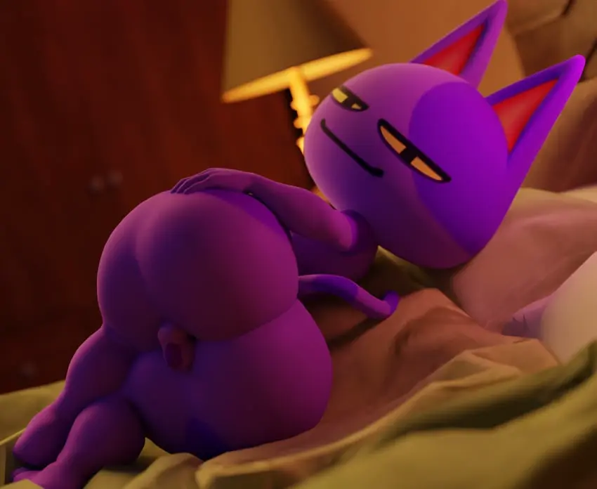 Image looking_at_viewer,smile,male,nude,penis,yellow_eyes,bed_sheet,furry,ass,big_ass,big_butt,bottom_heavy,bubble_ass,bubble_butt,looking_back,wide_hips,cat_ears,femboy,solo_focus,balls,anthro,nude_male,purple_fur,purple_skin,curvy,curvy_figure,small_penis,cat_tail,bed,nintendo,3d,blender,presenting,bedroom,mammal,ass_focus,animal_crossing,feline,girly,shortstack,shortstack_femboy,laying_down,large_ass,large_butt,presenting_hindquarters,hand_on_ass,spots,spotted_fur,presenting_ass,small_balls,laying_on_bed,showing_ass,laying_on_side,uncle_aiden,aidenz,looking_at_camera,bob_(animal_crossing)