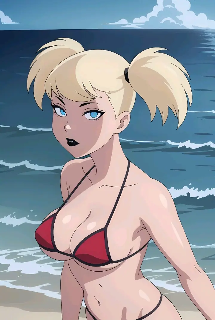 Image 1girls,big_breasts,breasts,female,female_only,large_breasts,light-skinned_female,light_skin,looking_at_viewer,smooth_skin,solo,blue_eyes,bikini,boobs,bra,beach,ocean,ai_generated,cleavage,blonde_hair,pale-skinned_female,pale_skin,twintails,dc,dc_comics,2024,villainess,black_lips,harley_quinn,black_lipstick,clouds,black_hairband,sea,red_bikini,villain,harleen_quinzel,red_bra,deviantart,harley_quinn_(classic),dcau,batman:_the_animated_series,deviantart_link,bonnieaiart