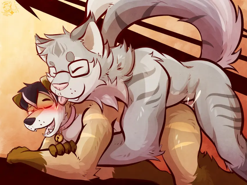 Image blush,hi_res,open_mouth,simple_background,black_hair,cum,male,nude,tail,tongue_out,tongue,sex,duo,erection,muscular,muscular_male,anal,anal_sex,cum_in_ass,male/male,digital_media_(artwork),teeth,eyewear,glasses,hair,size_difference,anthro,cum_inside,closed_eyes,penetration,genital_fluids,collar,bodily_fluids,canid,canine,canis,fur,grey_body,grey_fur,mammal,wolf,claws,muscular_anthro,big_dom_small_sub,dominant,black_nose,feline,2024,biped,white_body,brown_fur,markings,tuft,brown_body,tail_markings,white_fur,felid,pink_tongue,domestic_cat,felis,floppy_ears,stripes,anthro_on_anthro,pink_nose,black_claws,3:2,bell,bell_collar,abstract_background,striped_body,striped_fur,striped_markings,striped_tail,neck_tuft,pink_collar,cute_fangs,maine_coon,ventkazemaru,andrew_(anew742),keltre_(ragnya)
