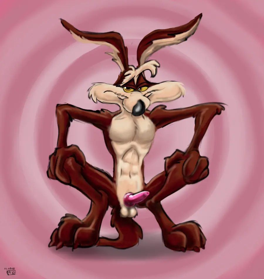 Image brown_eyes,looking_at_viewer,smile,solo,male,navel,nude,penis,bedroom_eyes,seductive,barefoot,erection,feet,smiling_at_viewer,belly,digital_drawing_(artwork),digital_media_(artwork),digital_painting_(artwork),eyebrows,shaded,balls,anthro,tan_body,pose,pinup,smug,canid,canine,canis,fur,genitals,mammal,claws,pecs,toe_claws,black_nose,narrowed_eyes,glistening,glistening_body,glistening_genitalia,biped,crouching,abs,4_fingers,fingers,brown_fur,toes,tan_fur,brown_body,glistening_legs,knees_up,yellow_sclera,smug_face,3_toes,glistening_penis,abstract_background,hands_on_legs,raised_eyebrow,glossy_body,hands_on_knees,coyote,looney_tunes,pivoted_ears,stevethedragon,warner_brothers,wile_e._coyote,finger_claws,smug_grin,ears_outwards,tan_eyebrows,tan_belly,glistening_fur,standing_on_toes,spiral_background,glistening_toes,tail_on_ground