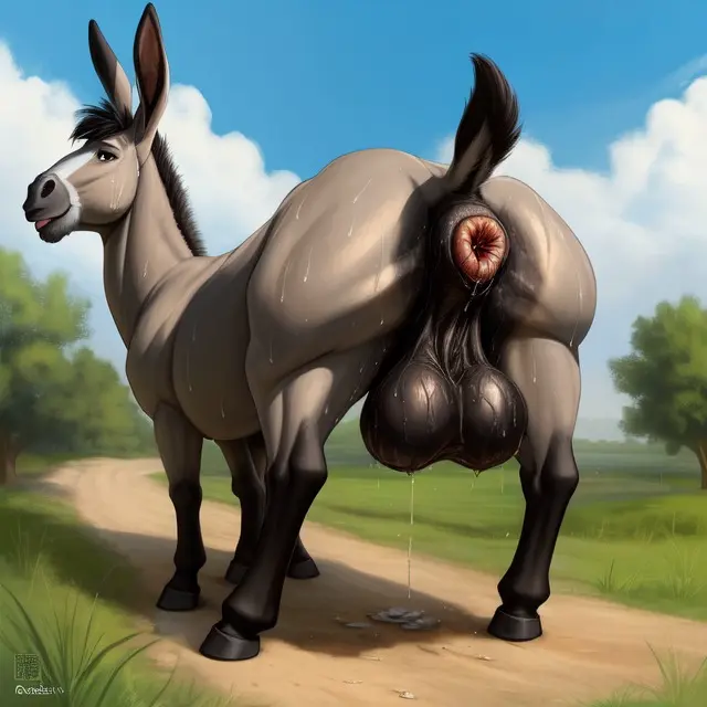 Image male,sweat,ai_generated,male_only,balls,anus,gay,big_balls,fur,feral,equine,donkey,sweaty_balls