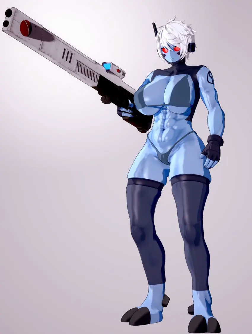 Image 1girls,breasts,female,female_only,large_breasts,solo,white_hair,muscular,solo_female,3d,abs,muscular_female,warhammer_(franchise),warhammer_40k,gun,tau,valiance