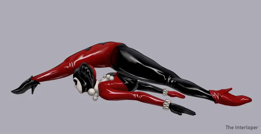 Image 1girls,female,highres,solo,big_ass,big_butt,thick_thighs,wide_hips,digital_media_(artwork),2d,thick,thick_ass,absurd_res,latex,2d_(artwork),dc,dc_comics,harley_quinn,harley_quinn_(arkham),flexible,stretching,clown,clown_girl,latex_suit,harley_quinn_(classic),harley_quinn_(arkham_knight),the_interloper
