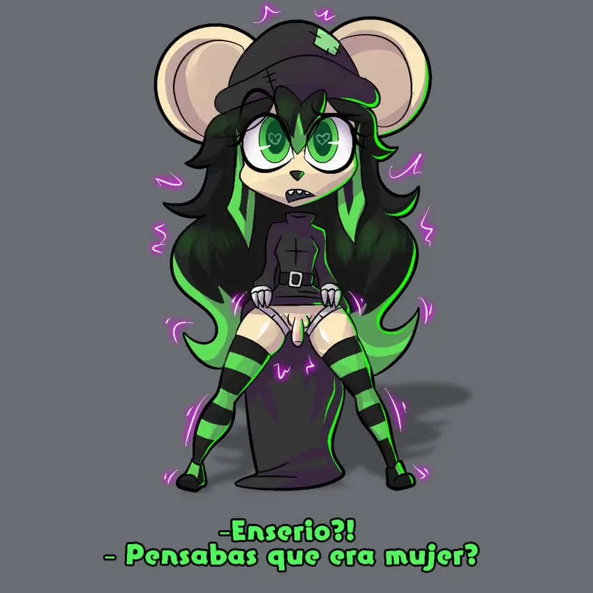 Image clothed,clothing,hi_res,long_hair,simple_background,solo,male,penis,hat,headwear,femboy,digital_drawing_(artwork),digital_media_(artwork),headgear,hair,size_difference,anthro,text,green_eyes,dress,stockings,small_penis,green_hair,presenting,skirt,footwear,genitals,mammal,big_eyes,black_dress,belt,legwear,smaller_male,grey_background,translation_request,bear,big_ears,spanish_text,raised_clothing,shoes,black_clothing,machine,robot,bottomwear,yerolay,robotic_leg,penis_under_skirt,redraw,robotic_arm,long_socks,raised_bottomwear,raised_skirt,gaby_(goatgaby),streamers