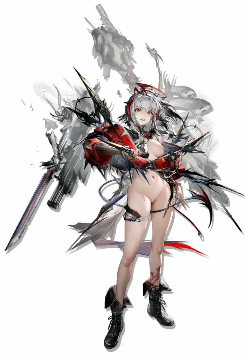 Image breasts,breasts_out,female,nipples,pussy,arknights,vagina,ai_generated,w_(arknights),no_panties,functionally_nude,nude_filter