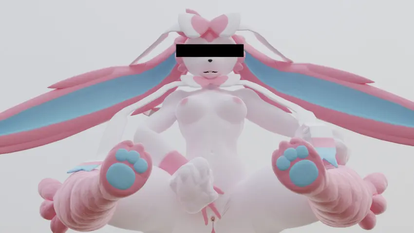 Image female,hi_res,solo,eeveelution,male,pokemon,pokemon_(species),pussy,feet,anthro,nintendo,genitals,paws,sylveon,generation_6_pokemon,big_ears,ribbons,bow_ribbon,white,pink,feraladventure