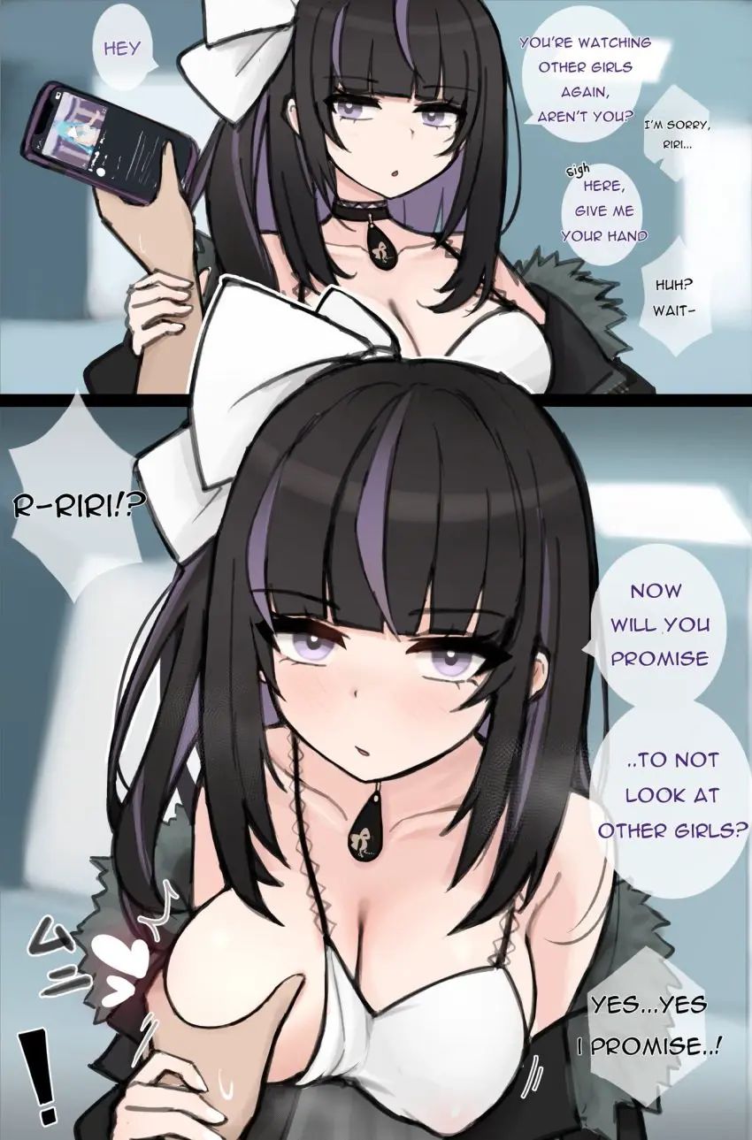 Image 1girls,big_breasts,blush,breasts,female,hi_res,highres,large_breasts,looking_at_viewer,no_bra,black_hair,two_tone_hair,virtual_youtuber,bare_shoulders,cleavage,text,necklace,2koma,collar,breast_grab,side_ponytail,nipples_visible_through_clothing,holding_breast,speech_bubble,violet_hair,indie_virtual_youtuber,talking_to_viewer,phone,breast_hold,one_breast_out,violet_eyes,exposed_shoulders,hand_on_breast,coat,talking_to_partner,guided_breast_grab,braless,breast_outside,jealous,grabbing_breast,breast_out,coat_on_shoulders,jealousy,ririsya,k_(m_r_b/nkmmktwt/ꓘ)