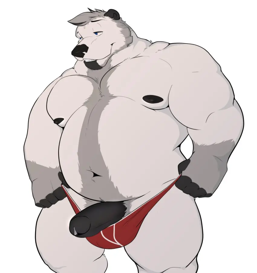 Image clothed,clothing,grey_hair,hi_res,nipples,simple_background,smile,solo,standing,white_background,blue_eyes,male,navel,penis,underwear,thick_thighs,erection,humanoid_penis,muscular,muscular_male,areola,male_only,belly,big_belly,hair,anthro,genital_fluids,bodily_fluids,fur,genitals,mammal,precum,biceps,muscular_anthro,foreskin,uncircumcised,partially_clothed,biped,white_body,male_focus,bear,humanoid_genitalia,big_muscles,white_fur,overweight,beard,muscles,black_penis,facial_hair,overweight_male,overweight_anthro,underwear_down,polar_bear,ursine,clothing_pull,underwear_pull,mosin
