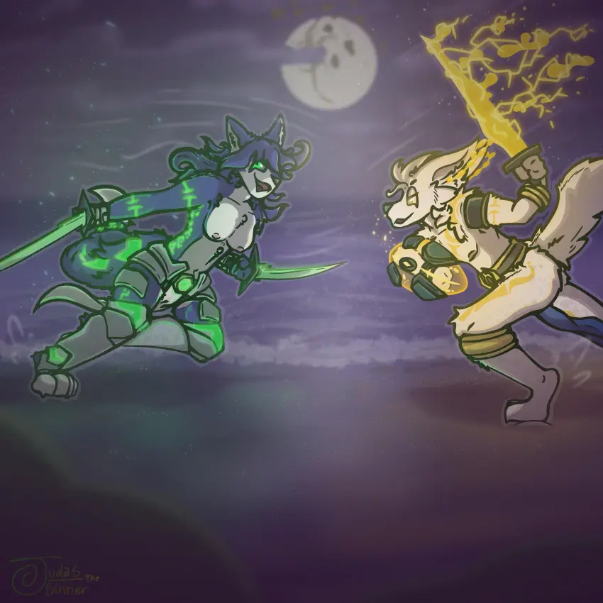 Image breasts,clothed,clothing,exposed_breasts,female,hi_res,male,nude,yellow_eyes,duo,beach,male/female,anthro,green_eyes,cloud,topless,glowing_eyes,moon,night,canid,canine,mammal,motion_lines,sand,topless_female,weapon,fox,markings,glowing,armor,topless_male,mostly_nude,light,moonlight,bottomwear,sword,fight,melee_weapon,glowing_markings,loincloth,clothed/nude,shield,judasthesinner,unconvincing_armor,action_scene,auroran,kayla_(kitkabbit),kit_(kitkabbit),multiple_tattoos,nude_fight,ting