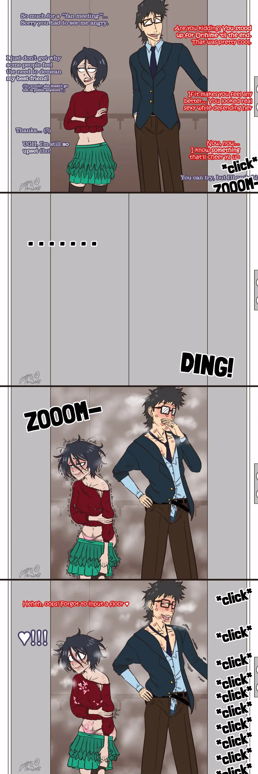Image 1girls,female,1boy,male,text,lipstick_mark,original_character,stray_pubic_hair,pubic_hair,self_upload,bite_mark,english_text,bleach,erect_nipples,implied_sex,kuchiki_rukia,elevator,hairy,bigger_male,ripped_clothing,alternate_version_at_source,quickie,coffeetheseeker,elotch_brown_(coffeetheseeker)