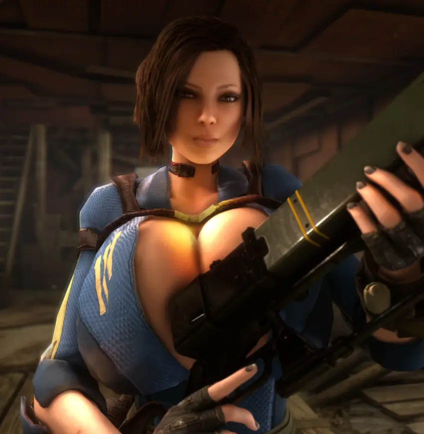 Image 1girls,breasts,brown_eyes,clothed,clothing,female,female_only,human,open_clothes,solo,gloves,thick_thighs,thighs,wide_hips,cleavage,clothed_female,solo_female,huge_breasts,breasts_bigger_than_head,breasts_bigger_than_torso,gigantic_breasts,brown_hair,3d,hourglass_figure,slim_waist,holding_object,alternate_breast_size,3d_(artwork),bodysuit,computer,fingerless_gloves,holding_weapon,weapon,electronics,epic_games,bethesda_softworks,fallout,gun,human_female,holding_gun,vault_suit,wristwear,pip-boy,vaako,open_bodysuit,bulletstorm,people_can_fly,trishka_novak