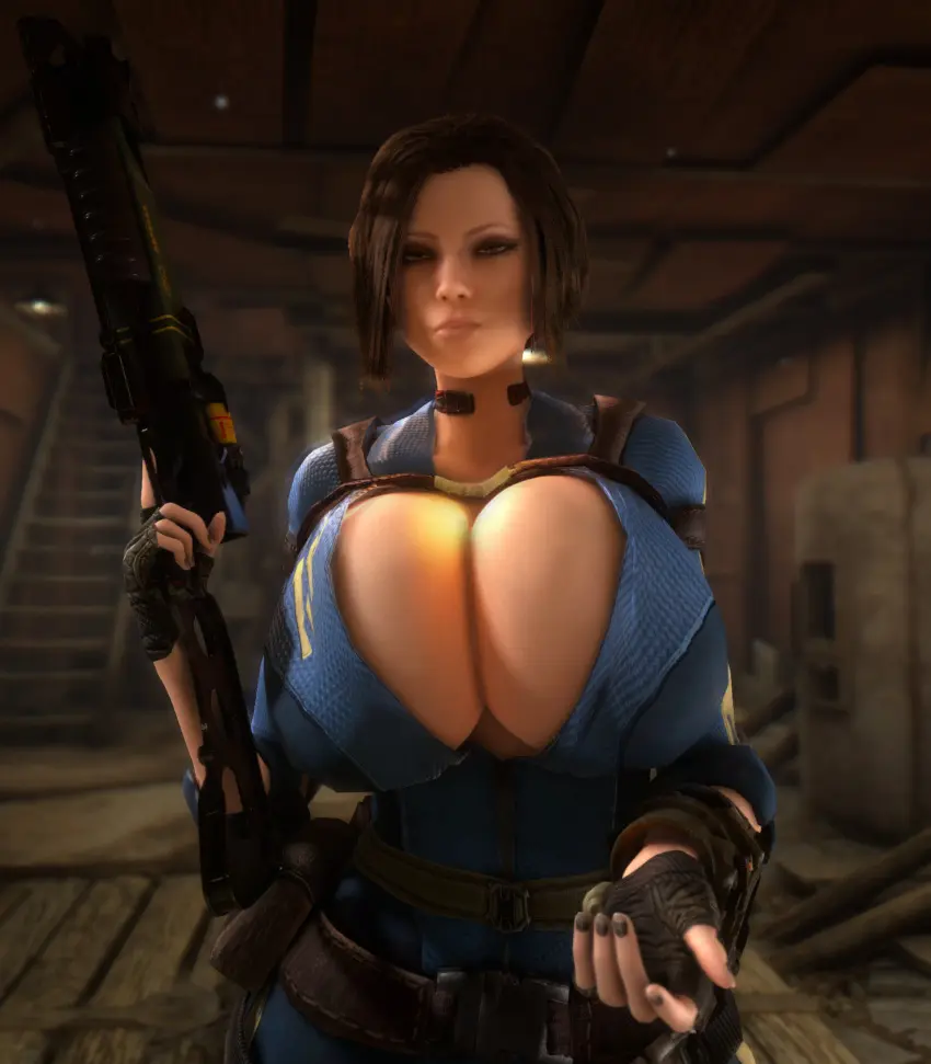 Image 1girls,breasts,brown_eyes,clothed,clothing,female,female_only,human,open_clothes,solo,gloves,thick_thighs,thighs,wide_hips,cleavage,clothed_female,solo_female,huge_breasts,breasts_bigger_than_head,breasts_bigger_than_torso,gigantic_breasts,brown_hair,3d,hourglass_figure,slim_waist,holding_object,alternate_breast_size,3d_(artwork),bodysuit,computer,fingerless_gloves,holding_weapon,weapon,electronics,epic_games,bethesda_softworks,fallout,gun,human_female,holding_gun,vault_suit,wristwear,pip-boy,vaako,open_bodysuit,bulletstorm,people_can_fly,trishka_novak