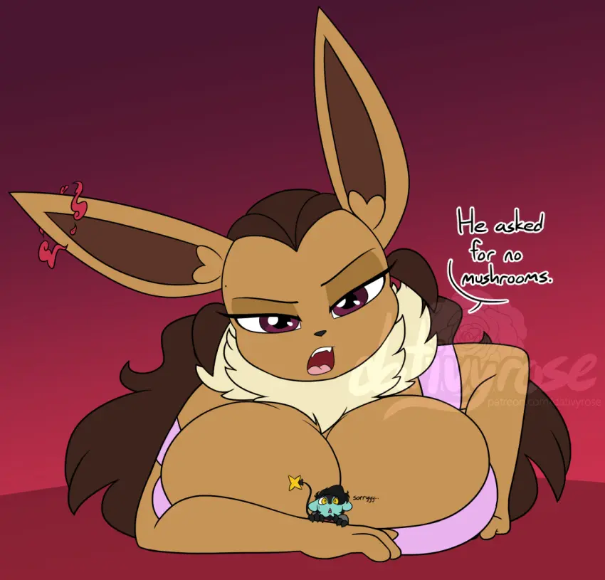 Image big_breasts,breasts,female,pokemon,pokemon_(species),furry,huge_breasts,pokémon_(species),eevee,macro,luxray,dativyrose,ivee_rose