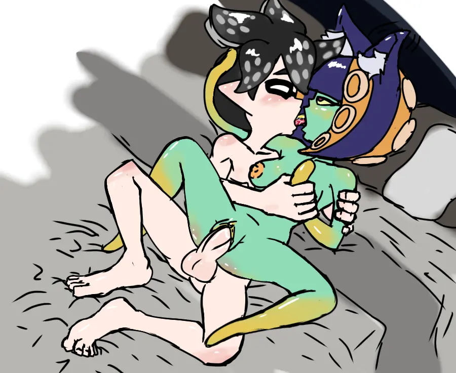 Image 1girls,female,nipples,1boy,male,nude,penis,pussy,tongue_out,tongue,erection,humanoid,humanoid_penis,vagina,balls,green_skin,testicles,smooth_penis,splatoon,toony,ballsack,scrotum,penis_in_vagina,ink_theory,axol_(splatoon)