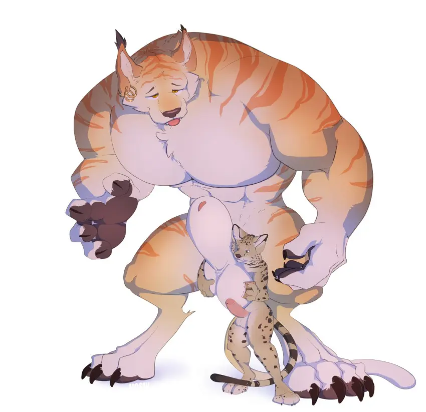 Image hi_res,simple_background,standing,white_background,male,nude,penis,tail,big_penis,duo,erection,humanoid_penis,muscular,male_only,digital_drawing_(artwork),digital_media_(artwork),balls,size_difference,anthro,piercing,big_balls,flaccid,fur,genitals,mammal,biceps,claws,paws,pecs,toe_claws,ear_piercing,smaller_male,biped,male_focus,abs,4_fingers,fingers,humanoid_genitalia,big_muscles,animal_genitalia,animal_penis,glans,markings,sheath,felid,larger_male,muscles,stripes,smaller_anthro,2020,bethesda_softworks,microsoft,khajiit,spots,spotted_body,spotted_fur,the_elder_scrolls,striped_body,striped_fur,ear_ring,ring_piercing,finger_claws,brush,brushing,huge_muscles,larger_anthro,big_sheath,mosin,balls_worship,brushing_fur,senche-raht