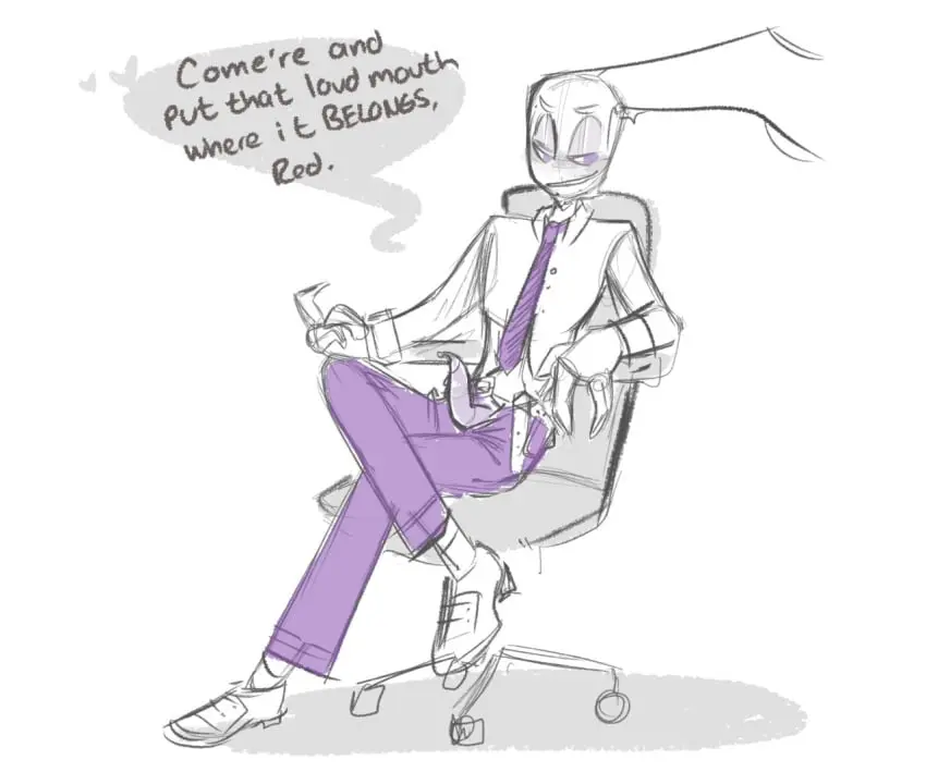 Image clothed,white_background,1boy,male,penis,seductive,smiling,color,2d,sitting,purple_eyes,inviting,inviting_to_sex,gay,tentacle,2d_artwork,speech_bubble,sitting_on_chair,alien,formal_wear,alien_humanoid,tapering_penis,penis_out,tentacle_penis,alien_boy,suit_and_tie,antennae_(anatomy),invader_zim,sitting_down,antennae,office_chair,irken,purple_pants,tallest_purple,xxenoxxeno