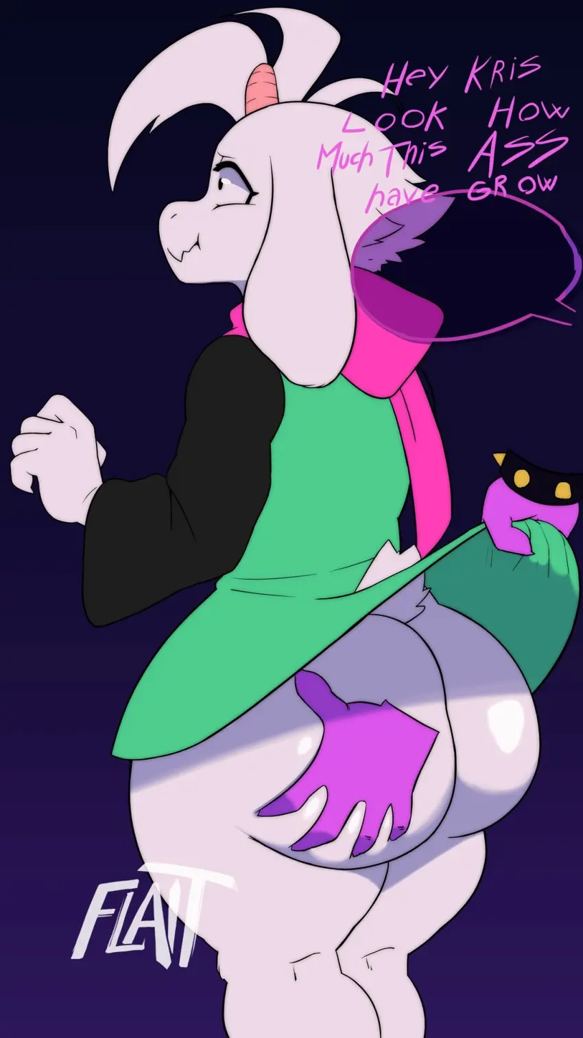 Image 1girls,clothed,clothing,female,hi_res,1boy,male,furry,ass,big_ass,big_butt,huge_ass,huge_butt,thick_thighs,duo,embarrassed,femboy,artist_name,solo_focus,male/female,anthro,text,dress_lift,animated,fur,mammal,dialogue,bottomless,sound_effects,ass_grab,english_text,gif,white_body,groping,male_focus,artist_logo,speech_bubble,bovid,scarf,white_fur,femdom,deltarune,susie_(deltarune),undertale,caprine,hand_on_butt,goat,undertale_(series),onomatopoeia,malesub,butt_grab,9:16,no_underwear,short_playtime,goat_boy,bottomless_anthro,robe,grope,translucent_speech_bubble,ralsei,command,vertical_video,name_drop,grab_the_butt,name_in_dialogue,rubbing_ass,bottomless_ambiguous,command_to_look,flait