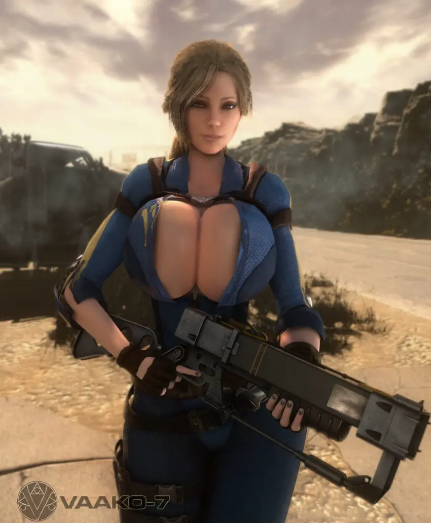 Image 1girls,breasts,brown_eyes,clothed,clothing,female,female_only,human,open_clothes,solo,gloves,thick_thighs,thighs,ponytail,wide_hips,watermark,cleavage,clothed_female,solo_female,huge_breasts,breasts_bigger_than_head,breasts_bigger_than_torso,gigantic_breasts,blonde_hair,pale_skin,3d,hourglass_figure,slim_waist,holding_object,alternate_breast_size,3d_(artwork),bodysuit,computer,fingerless_gloves,holding_weapon,weapon,electronics,epic_games,alternate_hairstyle,bethesda_softworks,fallout,gun,human_female,holding_gun,vault_suit,wristwear,pip-boy,vaako,open_bodysuit,bulletstorm,people_can_fly,trishka_novak